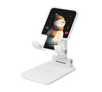 Woshuwo Bonhomme de neige avec une écharpe colorée et un chapeau support pliable pour téléphone portable à angle réglable en hauteur compatible avec tous les smartphones de style blanc