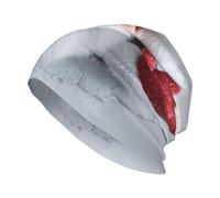 Woshuwo Bonnet en tricot unisexe avec motif Père Noël et tête de mort - Noir