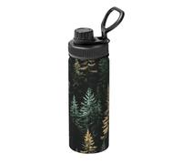 Woshuwo Bouteille d'eau de sport dense en forme de forêt de pins - Bouteille d'eau isotherme en acier inoxydable - Anti-fuite - Bouteille chaude et froide - Tasse de voyage pour la randonnée à vélo