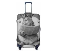 Woshuwo Bunny Reading Journal sur siège de toilette élastique Housse de bagage de voyage étanche à la poussière et aux rayures pour valise de 55,9 à 61 cm