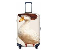 Woshuwo Canard blanc portant un chapeau de cow-boy élastique pour bagages de voyage, housse de protection anti-poussière et résistante aux rayures pour valises de 55,9 à 61 cm