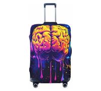 Woshuwo Cerveau humain portant des écouteurs Néon élastique Housse de bagage de voyage Anti-poussière Résistant aux rayures Protection pour valise 55,9 à 61 cm