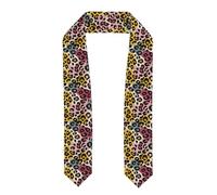 Woshuwo Châle unisexe imprimé léopard abstrait rouge marron pour adulte 183 cm de long pour les débuts académiques