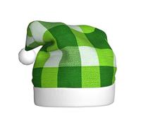 Woshuwo Chapeau de Père Noël à carreaux vert gazon blanc pour adulte