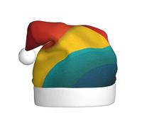 Woshuwo Chapeau de Père Noël Abstrait Dégradé Rouge, Jaune, Bleu Sarcelle Chapeau de Père Noël Adulte Nouveauté Chapeau de Noël