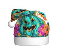 Woshuwo Chapeau de Père Noël avec trois citrouilles fluo pour Halloween, fantômes, chapeau de Noël pour adulte
