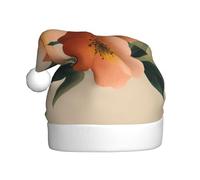 Woshuwo Chapeau de Père Noël avec trois fleurs de couleur pêche pour adulte