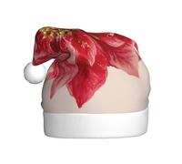 Woshuwo Chapeau de Père Noël doré riche en poinsettia pour adulte