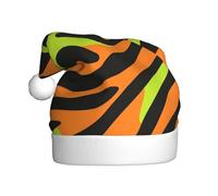 Woshuwo Chapeau de Père Noël en peau de zèbre orange et vert acide pour adulte