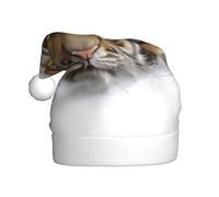 Woshuwo Chapeau de Père Noël mignon tigre qui regarde hors d'un trou pour adulte