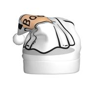 Woshuwo Chapeau de Père Noël minimaliste avec fantôme flottant tenant un signe Boo pour adulte