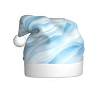 Woshuwo Chapeau de Père Noël Motif vagues d'eau Bleu clair Abstrait Pour adulte
