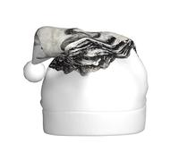 Woshuwo Chapeau de Père Noël noir et blanc pour adulte
