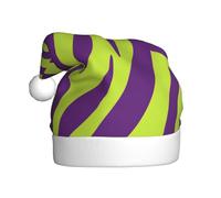 Woshuwo Chapeau de Père Noël pour adulte Motif peau de zèbre Vert citron et violet