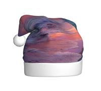 Woshuwo Chapeau de Père Noël pour adulte Motif plage coucher de soleil océan vagues