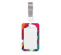 Woshuwo Chien coloré portant un chapeau de Père Noël avec lunettes de soleil coulissantes porte-badge d'identification en plastique dur étui de protection pour infirmières bureau