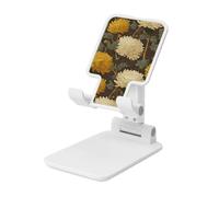 Woshuwo Chrysanthèmes en beige pâle, support pliable pour téléphone portable, hauteur réglable, support de bureau portable compatible avec tous les smartphones, blanc