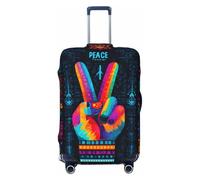 Woshuwo Collage de divers symboles de paix housses de bagage de voyage élastiques anti-poussière et anti-rayures pour valises 55,9 à 61 cm