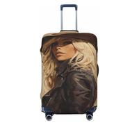 Woshuwo Confident Femme Long Blond Cheveux Cowboy Chapeau Élastique Voyage Bagages Couverture Anti-Poussière Résistant aux Rayures Valise Protecteur pour 55,9 à 61 cm