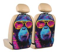 Woshuwo Cool Monkey Lot de 2 protections de dos de siège de voiture avec poches de rangement pour protéger de la saleté, de la boue et des rayures