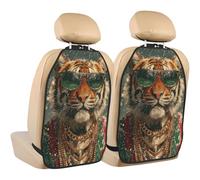 Woshuwo Cool Tiger Lot de 2 protections de dos de siège de voiture avec poches de rangement pour protéger de la saleté, de la boue et des rayures