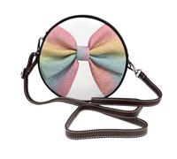 Woshuwo Coquette Bow With Silver Glitter Pink Blue Green Women Round Crossbody Bags Leather Sling Bag Purse