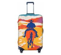 Woshuwo Cowboy Riding A Horse Graffiti Housse de bagage de voyage élastique résistant à la poussière et aux rayures pour valise de 55,9 à 61 cm