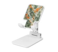 Woshuwo Dalle de pierre abstraite en pierre verte douce, support pliable pour téléphone portable, angle réglable, support de bureau portable compatible avec tous les smartphones, style blanc