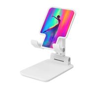 Woshuwo Dancer Neon Gradients Support de téléphone portable pliable Surréaliste Angle réglable Hauteur Bureau Portable Support de téléphone portable Compatible avec tous les smartphones Blanc