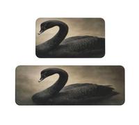 Woshuwo Dark Academia Lot de 2 tapis de cuisine antidérapants Motif cygne noir