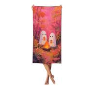 Woshuwo Deux jolis fantômes blancs dans les bois serviette de plage 69,5 x 140,7 cm serviette de plage légère séchage rapide couverture pour les vacances