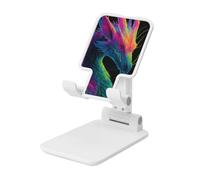 Woshuwo Dragon Neon Gradients Support de téléphone portable pliable Surréaliste Angle réglable Hauteur de bureau Portable Compatible avec tous les smartphones Blanc