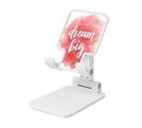 Woshuwo Dream Big Support pliable pour téléphone portable Rose pastel Aquarelle Hauteur réglable Support de bureau portable Compatible avec tous les smartphones Blanc