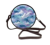 Woshuwo Dreamy Lavender Fields Sac à bandoulière rond en cuir pour femme