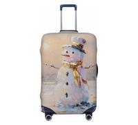 Woshuwo Élégant bonhomme de neige sur un champ enneigé abstrait élastique housse de bagage de voyage résistant à la poussière et aux rayures pour valises 55,9 à 61 cm