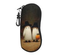 Woshuwo Étui à lunettes portable avec deux jolis fantômes blancs dans les bois