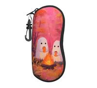 Woshuwo Étui à lunettes portable avec deux jolis fantômes blancs dans les bois