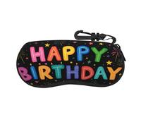 Woshuwo Étui à lunettes portable avec inscription Happy Birthday With Stars Fireworks Cartoon