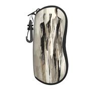 Woshuwo Étui à lunettes portable avec trois grandes figurines Noir/blanc