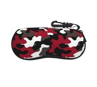 Woshuwo Étui à lunettes portable Motif camouflage Noir/blanc/rouge
