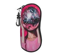 Woshuwo Étui à lunettes portable sans tête avec boule disco rose