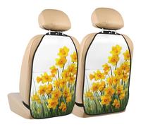 Woshuwo Field Of Daffodils Lot de 2 protections de siège arrière avec poches de rangement pour protéger les véhicules de la saleté, de la boue et des rayures