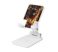 Woshuwo Fire Wolf Wildflowers Support de téléphone portable pliable à angle réglable en hauteur Compatible avec tous les smartphones Blanc