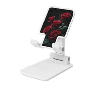 Woshuwo Five Dark Red Roses Support de téléphone portable pliable Angle réglable Hauteur Bureau Portable Support de téléphone portable Compatible avec tous les smartphones Blanc
