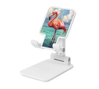 Woshuwo Flamingo debout dans l'eau peu profonde Support de téléphone portable pliable Angle réglable Hauteur Bureau Portable Support de téléphone portable Compatible avec tous les smartphones Blanc
