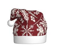 Woshuwo Flocons de neige blancs complexes sur un chapeau de Père Noël rouge riche pour adulte