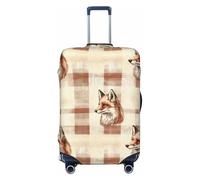 Woshuwo Fox Head On Housse de bagage de voyage élastique à carreaux anti-poussière et anti-rayures pour valise de 55,9 à 61 cm