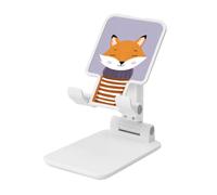 Woshuwo Fox In Rayé Pull Support de téléphone portable pliable Angle réglable Hauteur Bureau Portable Support de téléphone portable Compatible avec tous les smartphones Blanc