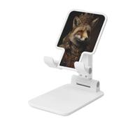 Woshuwo Fox In Renaissance Crown Dark Fantasy Support pliable pour téléphone portable à angle réglable en hauteur Compatible avec tous les smartphones Blanc