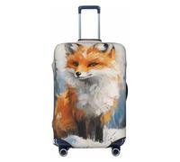 Woshuwo Fox On Snowy Mountain Housse de bagage de voyage élastique anti-poussière et anti-rayures pour valises 55,9 à 61 cm
